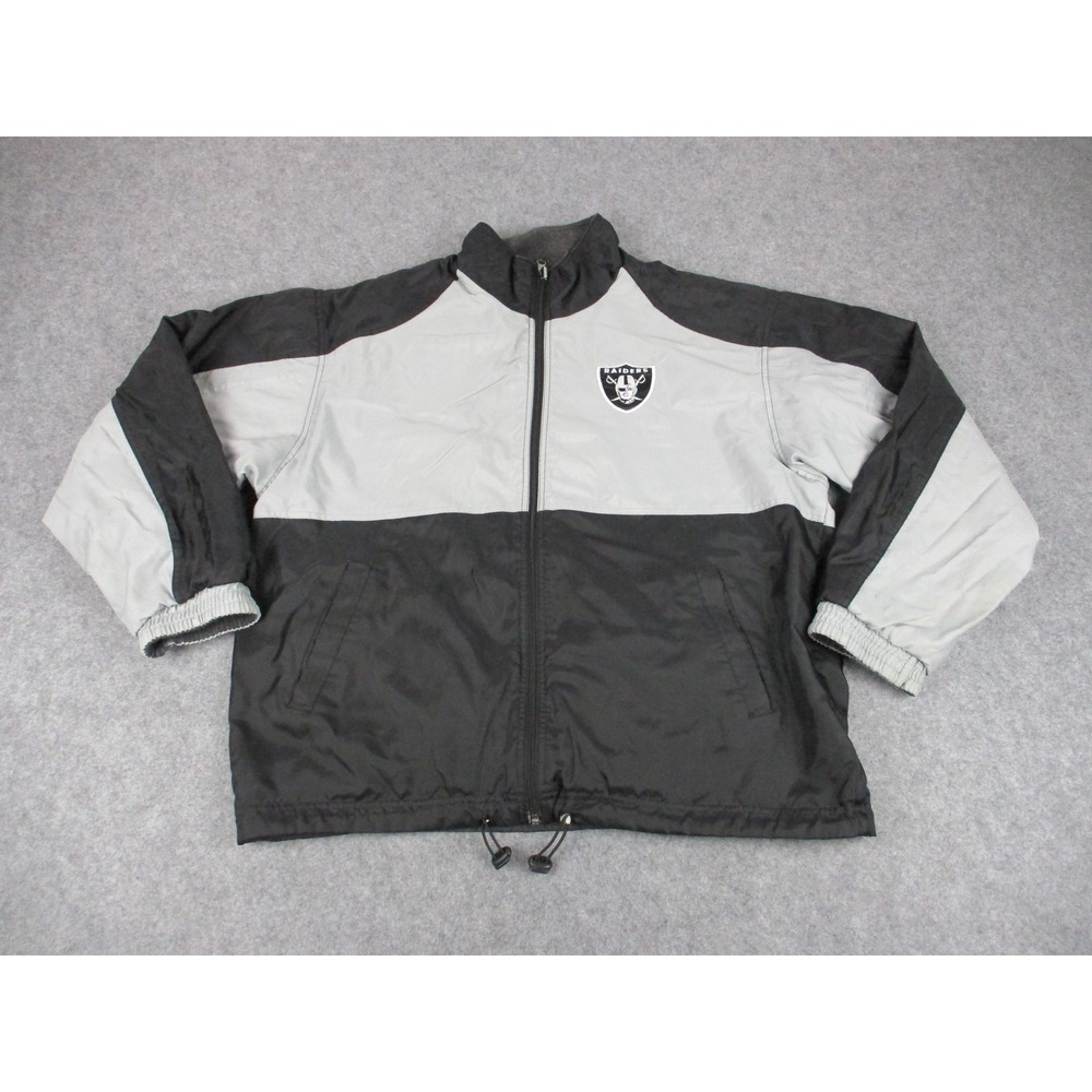 Oakland Raiders Jacket Mens Medium Gray NFL Football G-III Carl Banks Reversible